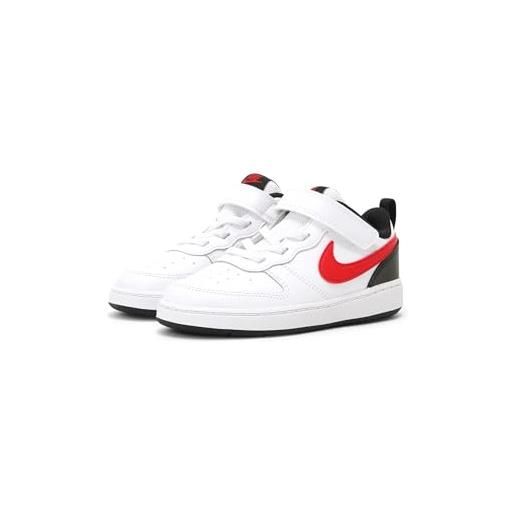 Nike court borough low 2, baby/toddler shoe, white/university red-black, 27 eu