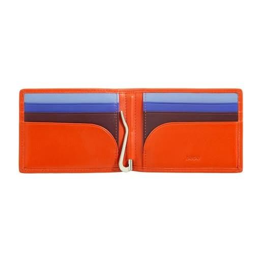Dudu portafoglio da uomo con clip fermasoldi, piccolo portafoglio sottile compatto con protezione rfid, porta carte di credito e zip posteriore arancio