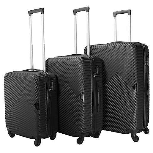 VERTICAL STUDIO set di 3 valigie da viaggio da 20, 24, 28, con cifre, lucchetto in plastica (abs) a quattro ruote, nero uppsala, bagaglio a mano valigia