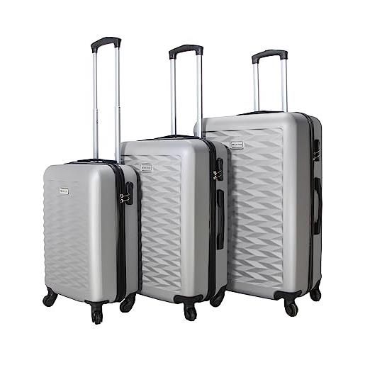 VERTICAL STUDIO set di 3 valigie da viaggio da 20, 24, 28, con cifre, lucchetto in plastica (abs) a quattro ruote, grigio västervik, bagaglio a mano valigia