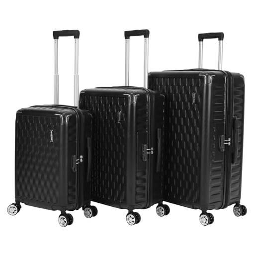VERTICAL STUDIO valigia da viaggio da 20, 24, 28, 3 pezzi, con cifre, serratura in plastica (abs) a quattro ruote, odense nero, valigia bagaglio a mano