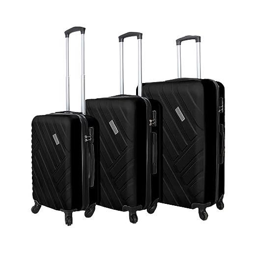 VERTICAL STUDIO set di 3 valigie da viaggio da 20, 24, 28, con cifre, lucchetto in plastica (abs) a quattro ruote, nero vantaa, valigia bagaglio a mano