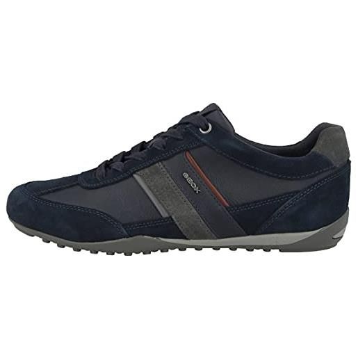 Geox u wells c, sneakers uomo, blu/rosso (navy/dk burgundy), 44 eu