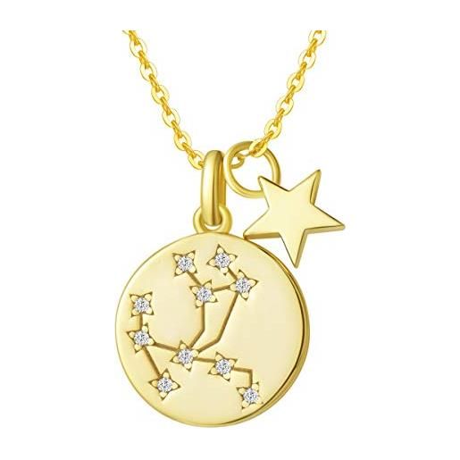 FANCIME sagittario segno zodiacale 12 costellazione ciondolo collana in argento sterling 925 placcato oro gioielli per donna ragazze bambini - catena lunghezza: 40 + 5 cm