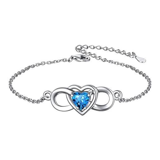 ChicSilver bracciale donna argento 925 pietra cuore infinito braccialetti argento donna decembre turchese braccialetti a catena in argento