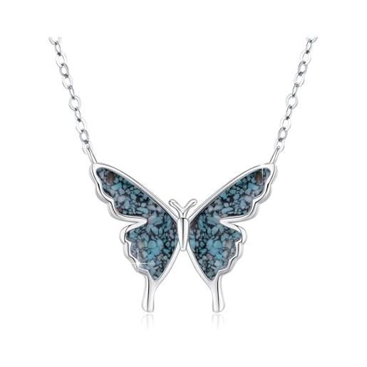 CUOKA MIRACLE collana con ciondolo a forma di farfalla, in argento sterling 925, con farfalla, regalo di natale per ragazze e bambini, argento sterling