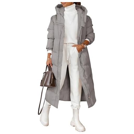 xHxttL cappotto imbottito lungo da donna cappotto trapuntato lungo cappotto invernale imbottito con maniche lunghe con cappuccio e bottoni