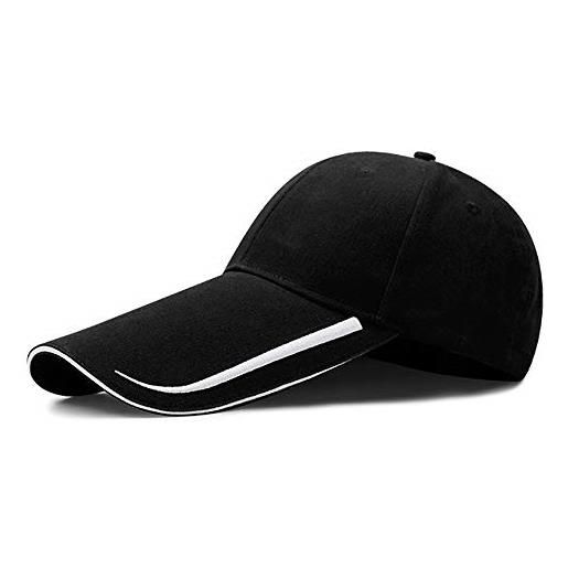 YEKEYI extra long bill 100% cotone lavato berretto da baseball allungato cappello di protezione solare lungo grande bill cap, rosso, taglia unica