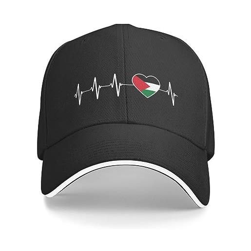TROBER cappello baseball uomo unisex all'aperto battito cardiaco palestinese berretto baseball adulto amo palestina bandiera cuore famiglia cappello papà regolabile per gli uomini regalo hip hop femminile