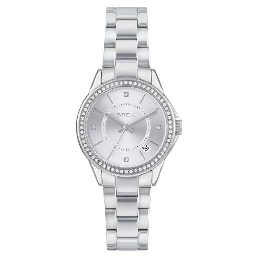 Breil orologio donna shimmery quadrante mono-colore argento movimento solo tempo - 3 lancette quarzo e bracciale acciaio argento tw1938