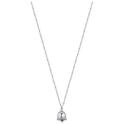 Luca Barra collana da donna collana in acciaio con campanella con cristalli bianchi. Lunghezza: 60 + 5 cm. Lunghezza ciondolo: 20 mm. La referenza è ck1755