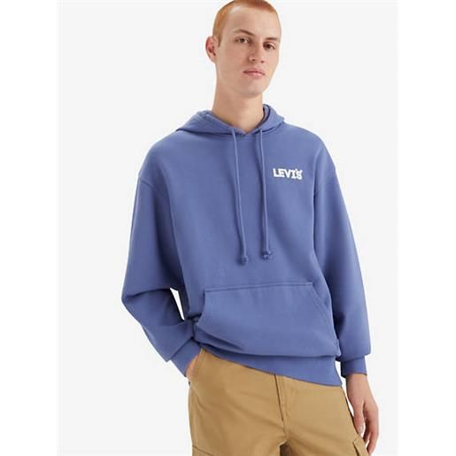 Levi's felpa con cappuccio stampata, taglio comodo blu / headline hoodie coastal fjord
