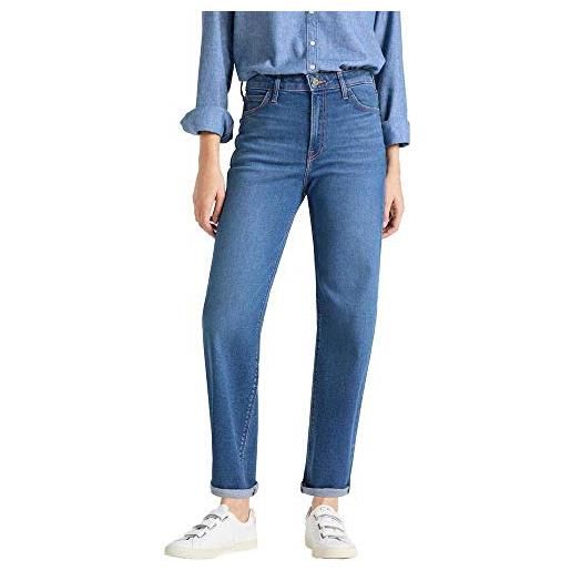Lee wide leg jeans dritti, blu (mid bellevue gx), 44 it (30w/33l) donna