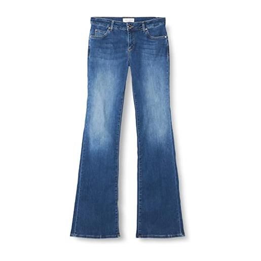 Pinko frida flare denim blue stretch jeans, pjc_lavaggio medio scuro, 25 donna