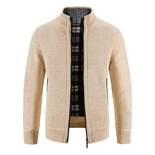 Pinkpum uomo cardigan giacca maglia manica felpa lungan con zip caldo invernale cappotti maglione lana grigio scuro xxl