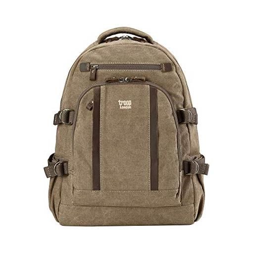 Troop London trp0257 classic canvas laptop backpack - large - brown