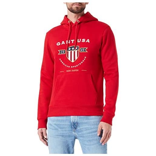 GANT d1. Banner shield hoodie, felpa con cappuccio uomo, rosso ( ruby red ), l
