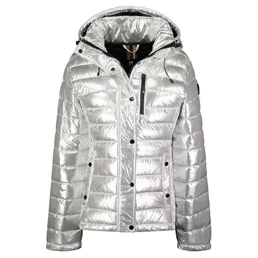 Geographical Norway chani lady - giacca donna imbottita calda autunno-invernale - cappotto caldo - giacche antivento a maniche lunghe e tasche - abito ideale (argento xl)