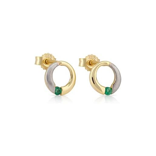 NKlaus coppia di orecchini a perno in oro giallo 333 pietra smeraldo opaco parziale genuino 4876