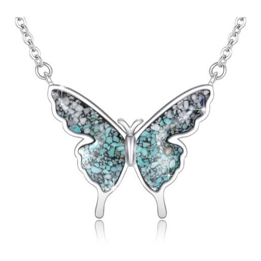 CUOKA MIRACLE collana con ciondolo a forma di farfalla, in argento sterling 925, con farfalla, regalo di san valentino, per ragazze e bambini, argento sterling