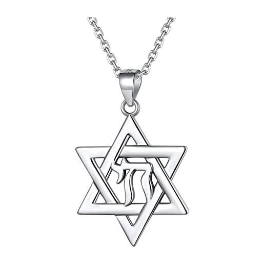 Silvora stella david collana argento ebraico chai ciondolo argento religioso ebreo con collana 46cm lunga