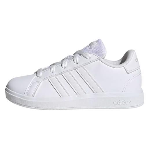 adidas grand court lifestyle lace tennis shoes, sneaker unisex - bambini e ragazzi, ftwr white iridescent ftwr white, 36 2/3 eu