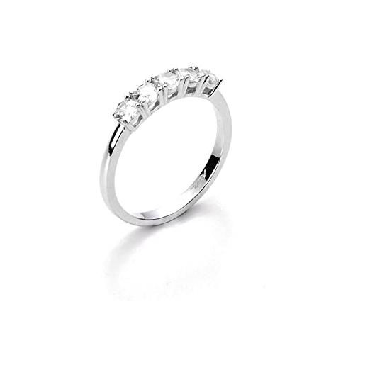 4US Cesare Paciotti anello da donna, collezione riviera. Gioiello in argento. Anello di colore argento, con cinque zirconi. Anello di misura 10. La referenza è 4uan3235w/10. 