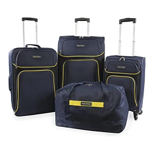 Nautica seascape collection - set di 4 valigie softside, blu navy/giallo. , seascape collection - set di 4 valigie softside