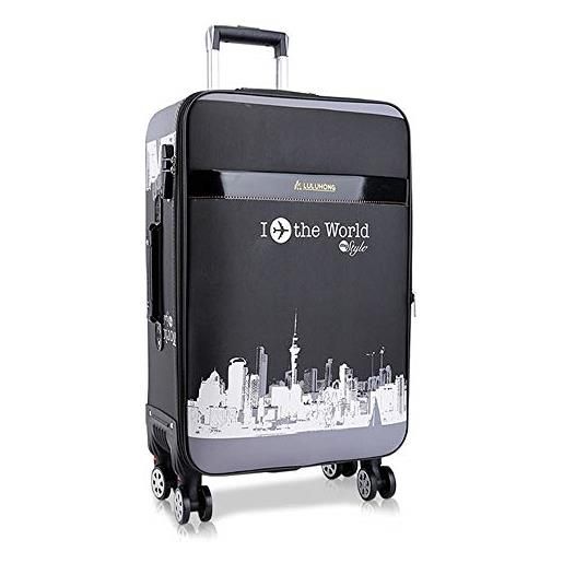 HLXB valigia da viaggio in pu per ragazzi e ragazze adolescenti, trolley morbide leggero per studente con porta di ricarica usb, grande capacità espandibile, dimensioni multiple