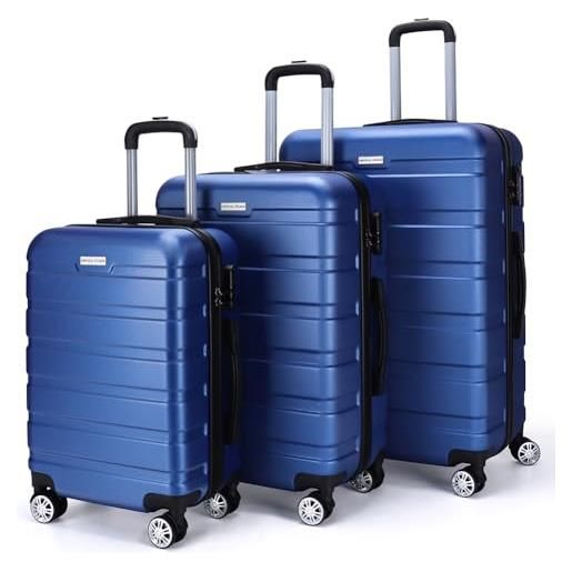 VERTICAL STUDIO valigia da viaggio da 20, 24, 28, 3 pezzi, con cifre, serratura in plastica (abs) a quattro ruote, trelleborg navy, valigia bagaglio a mano