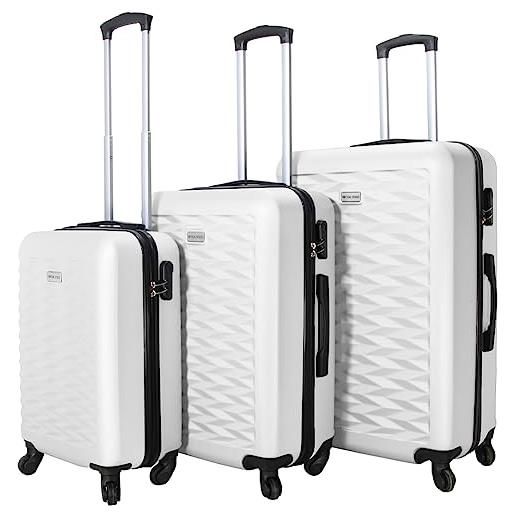 VERTICAL STUDIO set di 3 valigie da viaggio da 20, 24, 28, con cifre, lucchetto in plastica (abs) a quattro ruote, bianco västervik, bagaglio a mano valigia