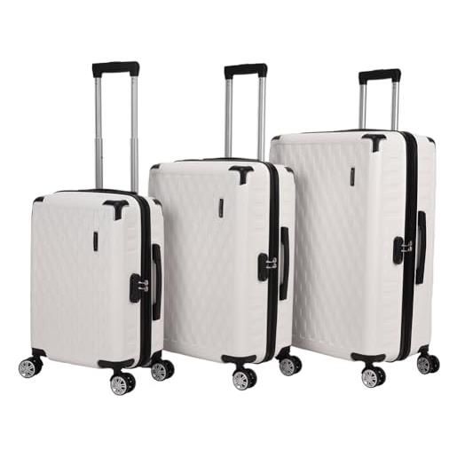 VERTICAL STUDIO valigia da viaggio da 20, 24, 28, 3 pezzi, con cifre, serratura in plastica (abs) a quattro ruote, odense bianco, valigia bagaglio a mano