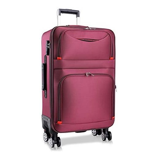 HLXB valigia bagaglio da donna leggera con porta usb, valigie trolley da viaggio viola tessuto oxford, ruote staccabili facili da mantenere