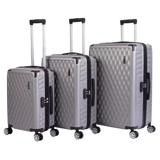 VERTICAL STUDIO valigia da viaggio da 20, 24, 28, 3 pezzi, con cifre, serratura in plastica (abs) a quattro ruote, odense grigio, valigia bagaglio a mano