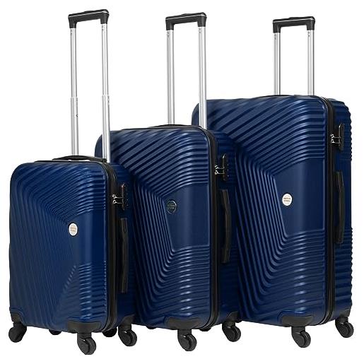 VERTICAL STUDIO set di 3 valigie da viaggio da 20, 24, 28, con cifre, lucchetto in plastica (abs) a quattro ruote, navy fredrikstad, valigia bagaglio a mano