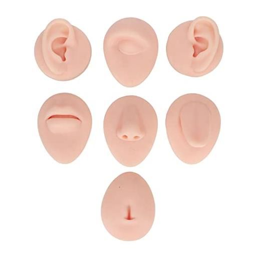 Brrnoo modello di pratica per piercing al corpo, simulazione in silicone orecchio occhio naso bocca modello lingua e ombelico per novizio piercer, modello bocca in silicone (colore della pelle chiaro)