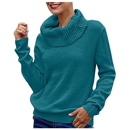 PTLLEND pullover invernale natalizio a maglia lunga manica top turtleneck sweater jumper women's blouse maglione capodanno coppia (green, xl)