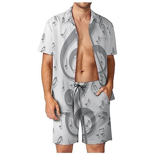 Generic note musicali uomo hawaiana camicia e pantaloncini button down manica corta da spiaggia xl