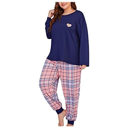 MJGkhiy pigiama da donna invernale taglie forti due pezzi maniche lunghe e pantaloni pigiama homewear eleganti camicia da notte set pigiami lunghi sleepwear per tutte autunno e inverno