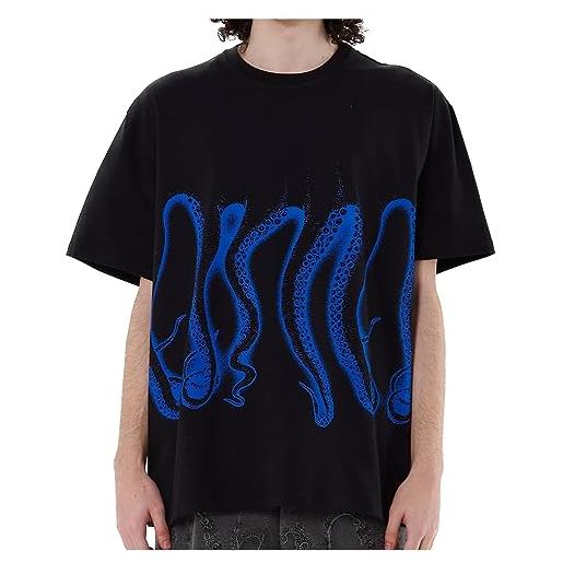 Octopus brand t-shirt airbrush outline tee tentacoli all over maglia uomo black blue milano originale fw2023 (l)