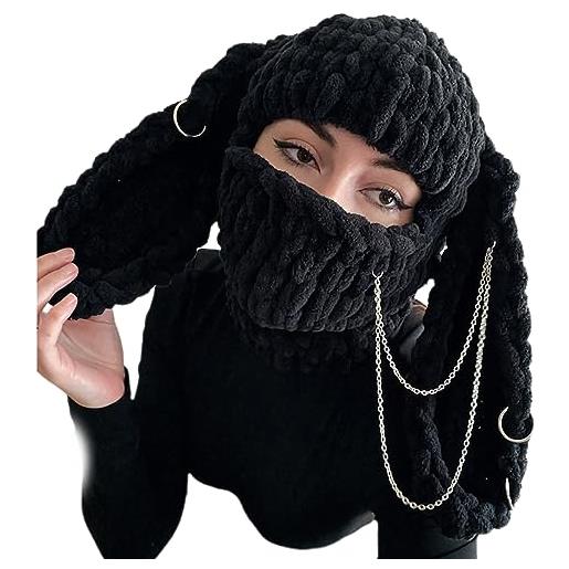 KieTeiiK berretto a forma di orso da ragazza, y2k, con orecchie a maglia, per adulti, per bambini, in ciniglia, per halloween, per foto, stile 1, 40