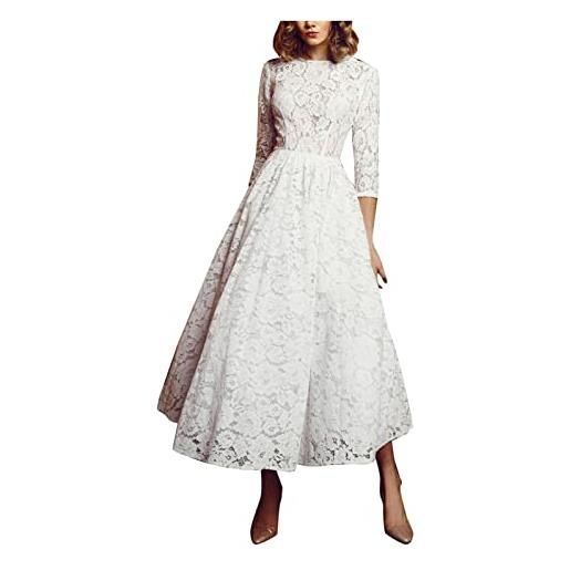 Fulidngzg abito da donna in velluto lungo bianco vintage da principessa sposa sposa linea a elegante pizzo abito da sposa sposa, m, xl