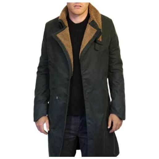 Vintagearc blade runner 2049 ryan gosling cappotto lungo nero | officer k jacket trench coat, cappotto di pelliccia di, l