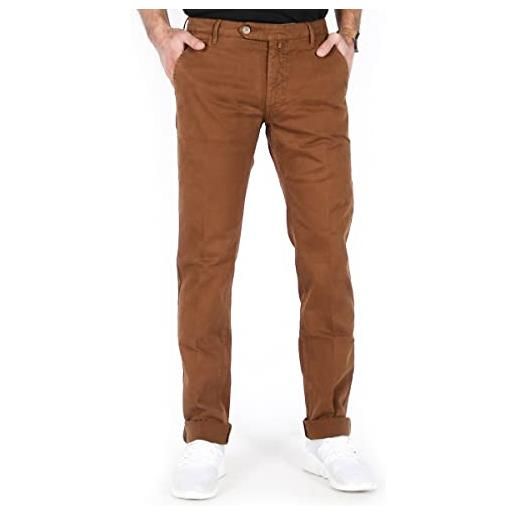 Jacob Cohen - pantaloni da uomo realizzati a mano, slim fit, elasticizzati, in vita, marrone, 32 w/32 l