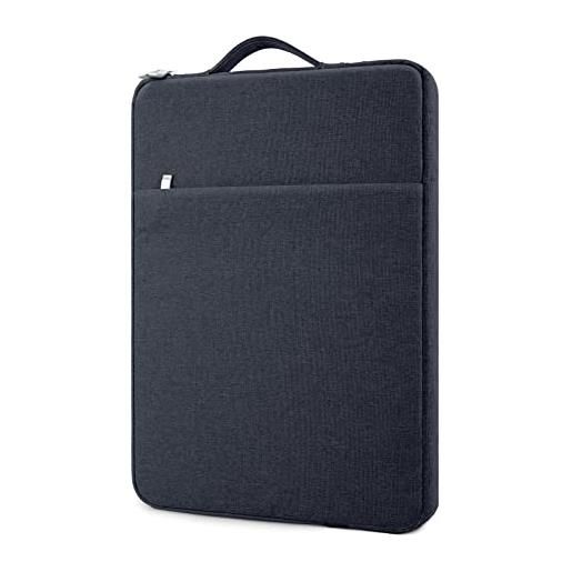 MicaYoung custodia protettiva per laptop pc 15,6 pollici impermeabile e antiurto borsetta con due scomparti e maniglia retrattile, compatibile con 15,6 chromebook notebook, blu navy