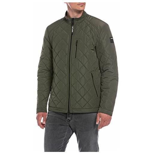 REPLAY m8000a, giacca da motociclista uomo, verde (dark military 432), xxl