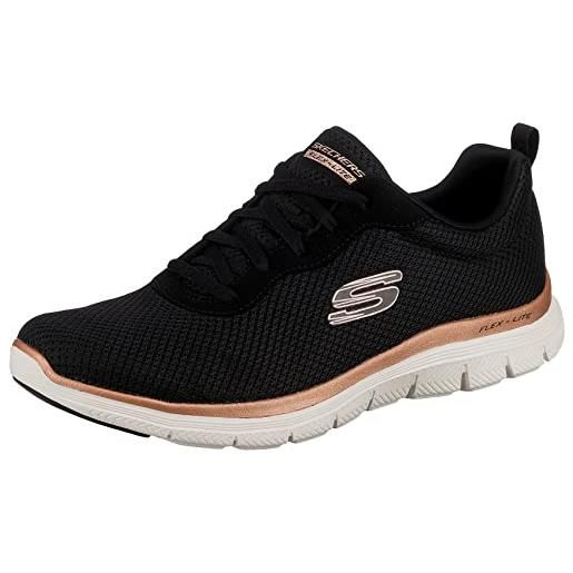 Skechers flex appeal 4.0 - brilliant view, scarpe da ginnastica donna, white mesh black pink trim, 36 eu