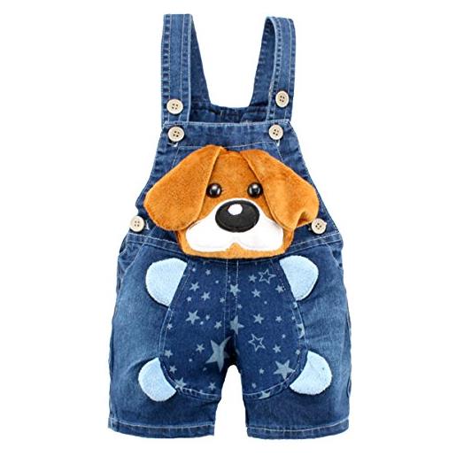 KIDSCOOL SPACE pantaloncini jeans estivi per bebè maschi/ragazze grandi orecchie gialle cane carino, blu, 2-3 anni
