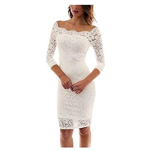 Zilosconcy donna off spalla slim dress long sleeve lace mini dress party shopping maglie eleganti taglie forti (white, xl)