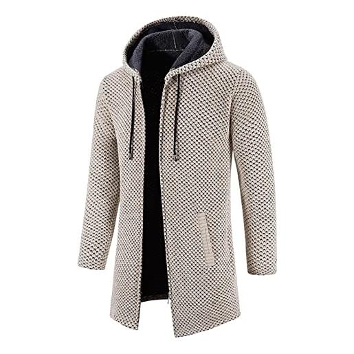 QLXYYFC giacca invernale da uomo calda con fodera parka con cappuccio giacca foderata in pile parka invernale giacca di transizione da esterno antivento con (color: gray, size: xl)